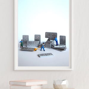 DIGITAL DOWNLOAD,miniature people,instant print,digital art,printable art,collectible art,instant download,gift,workers photography,domino image 2