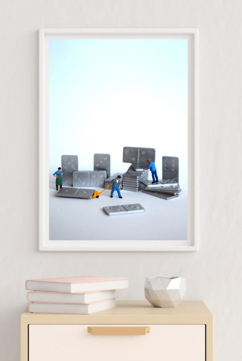 DIGITAL DOWNLOAD,miniature people,instant print,digital art,printable art,collectible art,instant download,gift,workers photography,domino image 2