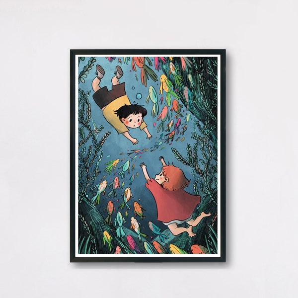 Underwater Anime Movie A4 Art Print