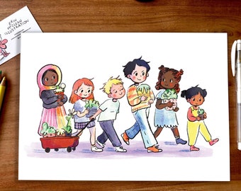 Children's Plant Friends A4 Art Print