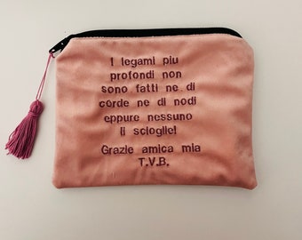 Pochette Ricamata con frase