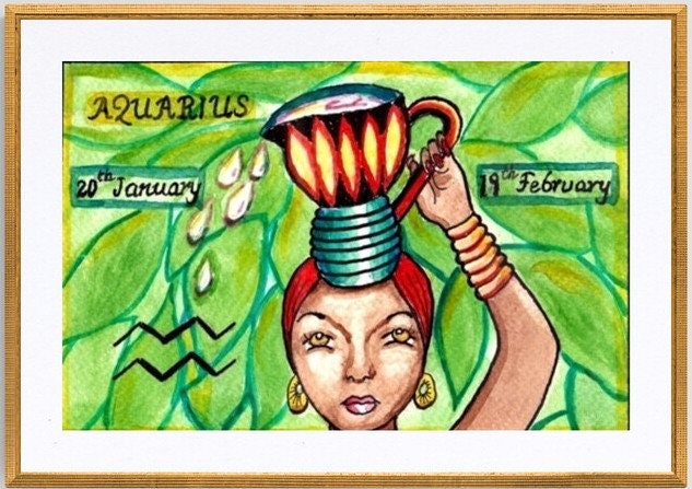 AQUARIUS wall art print  Aquarius zodiac print for home decor  Aquarius astrology poster gift  A4 print from the UK.