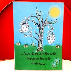 Biglietto di auguri "Proteggi la Terra", biglietto ecologico "Proteggi la Terra", articolo di cancelleria in cartoncino bianco 8x6 dai colori vivaci, proveniente dal Regno Unito.