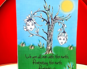 Eco Earth Greeting Card-8x6 Blank stationery in Vibrant colours, handmade UK