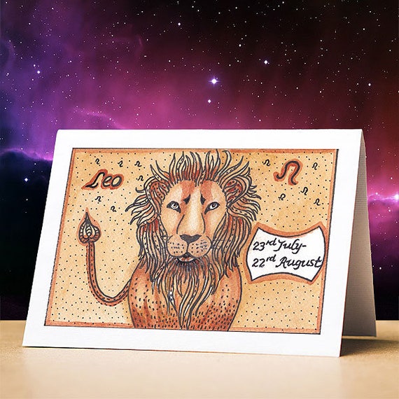 Leo birthday card leo star sign zodiac astrology birthday card | Etsy