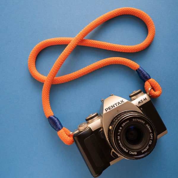 Tracolla fotocamera in corda arancione morbida e universale personalizzata colorata cinghia vintage laccio macchina fotografica camera strap