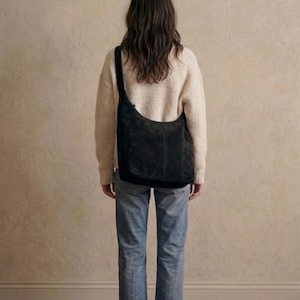 Suede Leather Shoulder Bag | Hobo ITA Bag | Made in Italy | Elegant Casual Women's Purse image 9