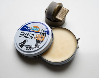 leather balm cream - Leather and leather care wax for cleaning bags footwear Jar 50ml natural grease for shoes sponge brush