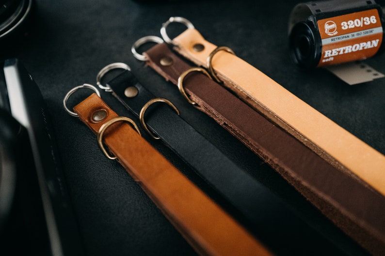 Genuine Leather Camera Wrist Strap Vintage and minimal design Color Brown, Black, Cognac, Dark Brown, Natural Camera strap image 2