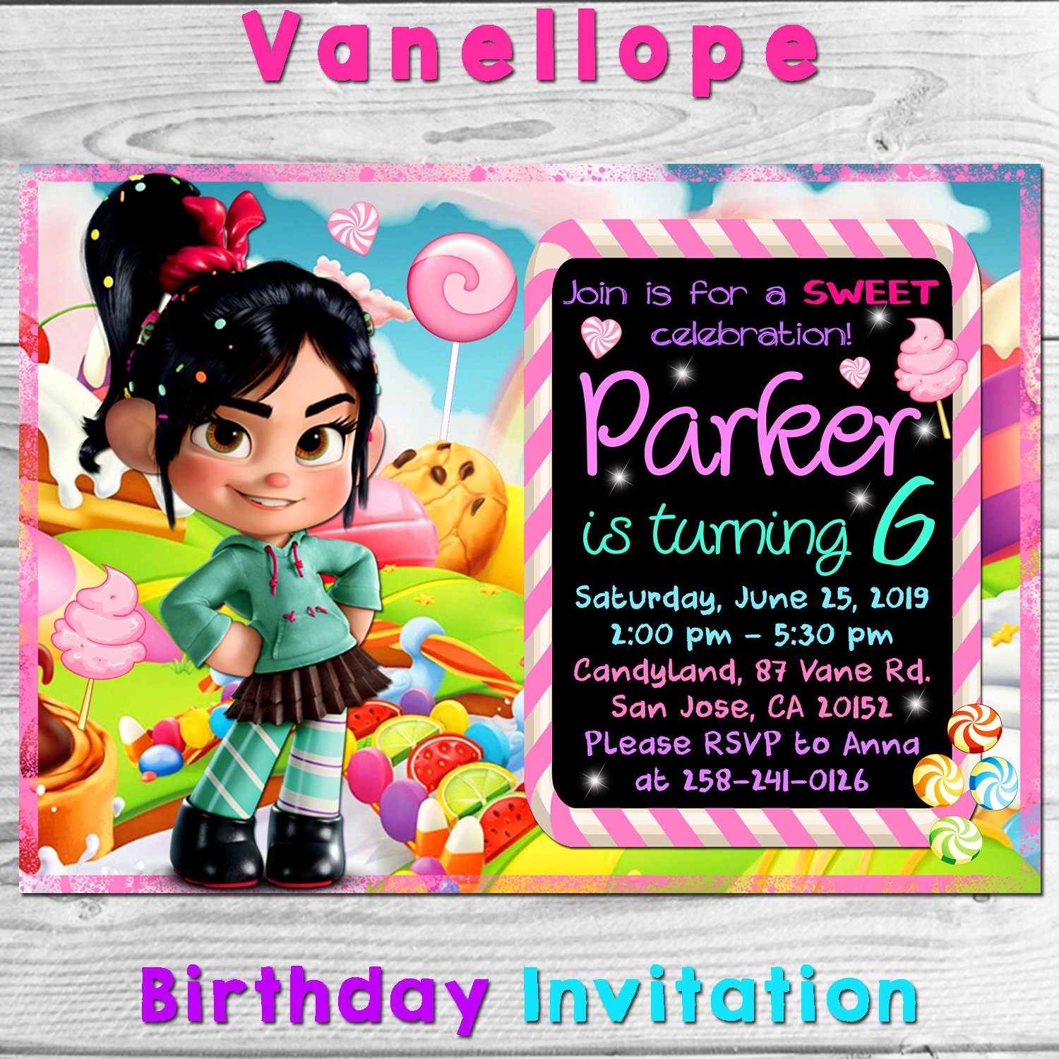 Vanellope Invitation Wreck It Ralph Party Vanellope Birthday Xxx Pic Hd