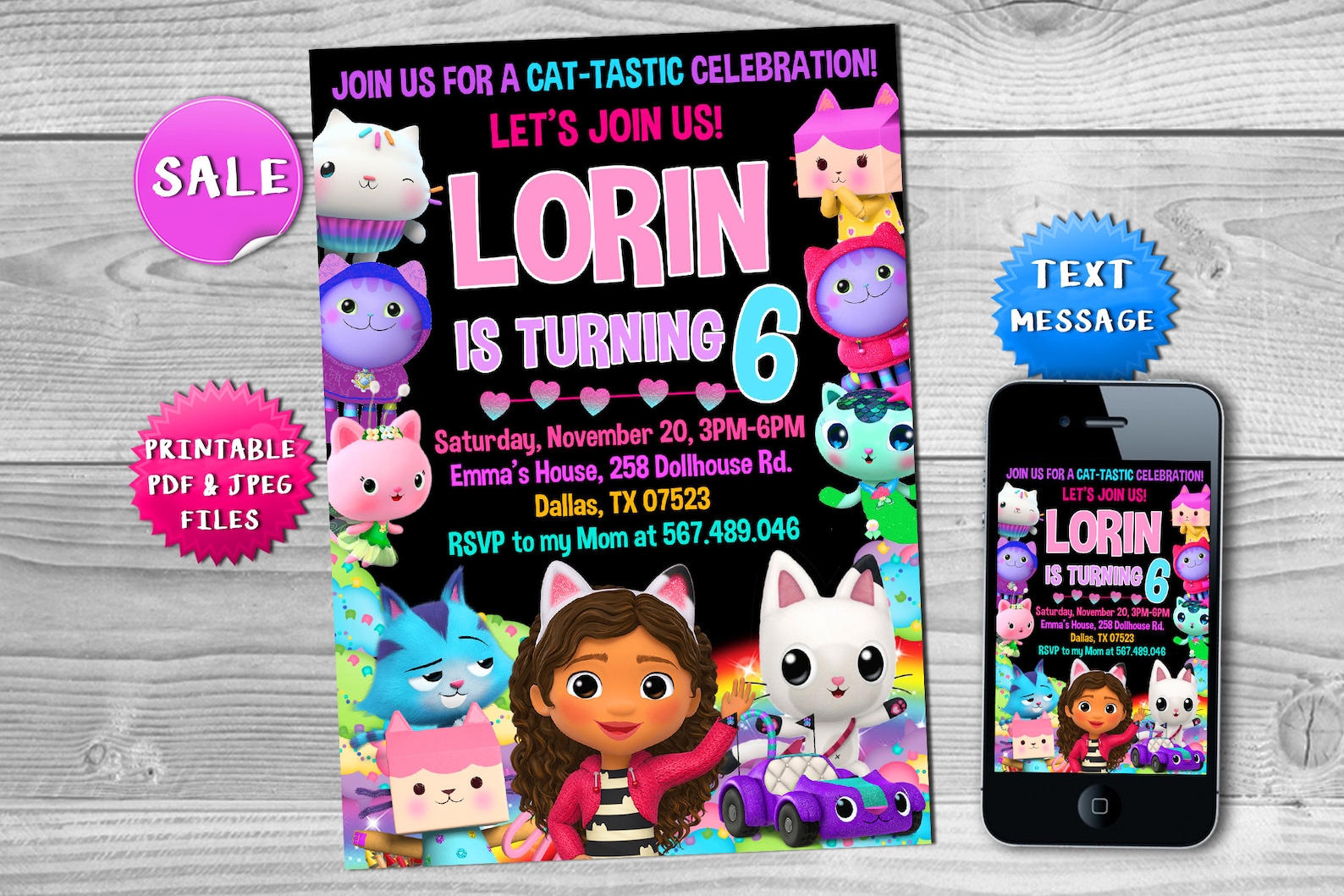 Gabby's Dollhouse Birthday Invitation Gabby's - Etsy Canada