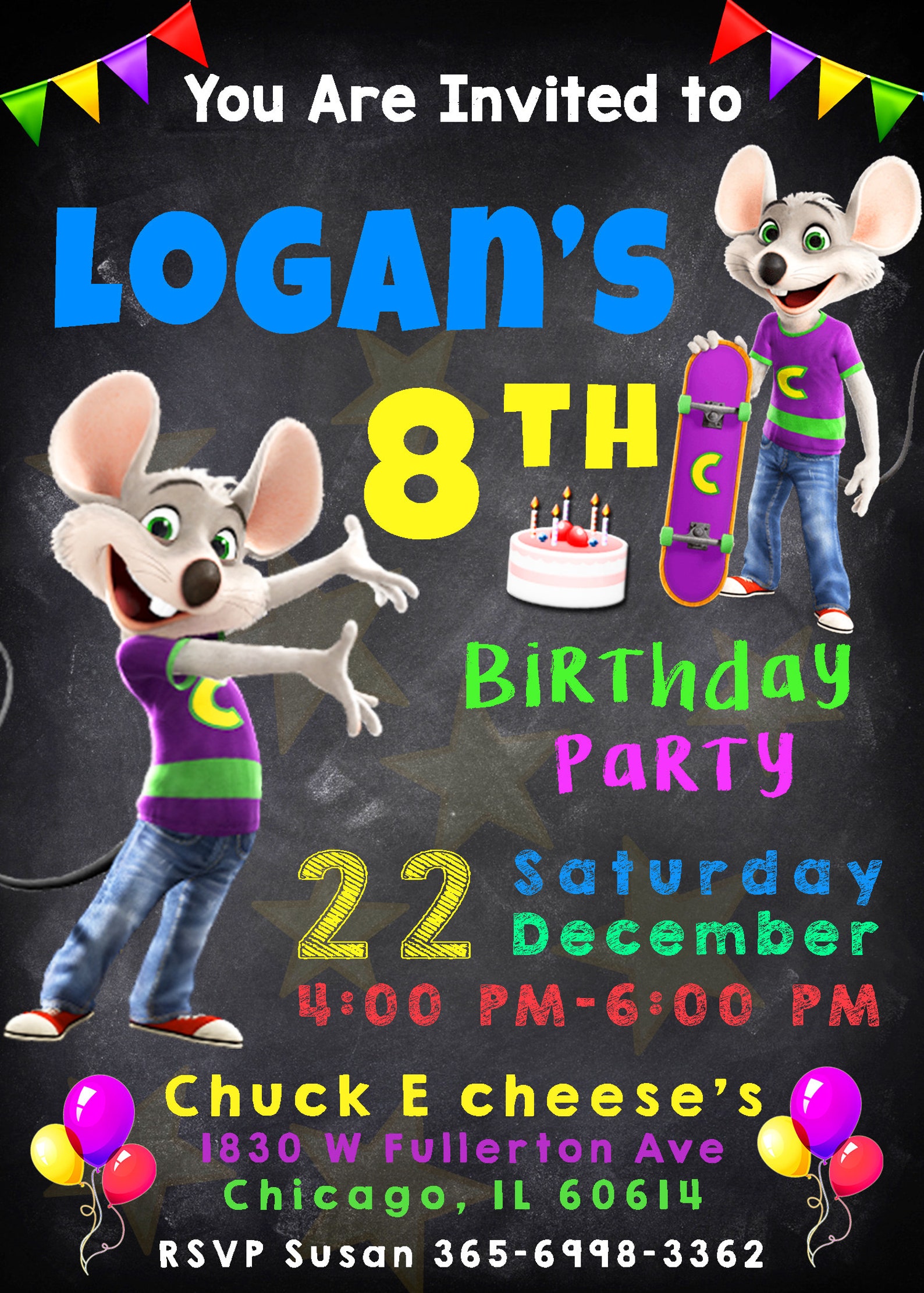 Chuck E Cheese Invitation