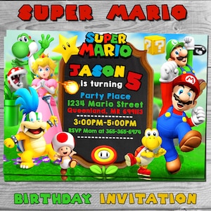 Mario Kart Invitation Super Mario Kart Invitation Mario Kart Etsy