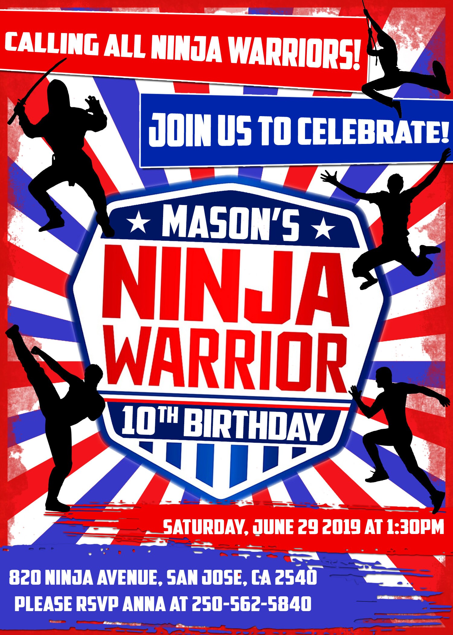 Ninja Warrior Invitation American Ninja Warrior Invite - Etsy
