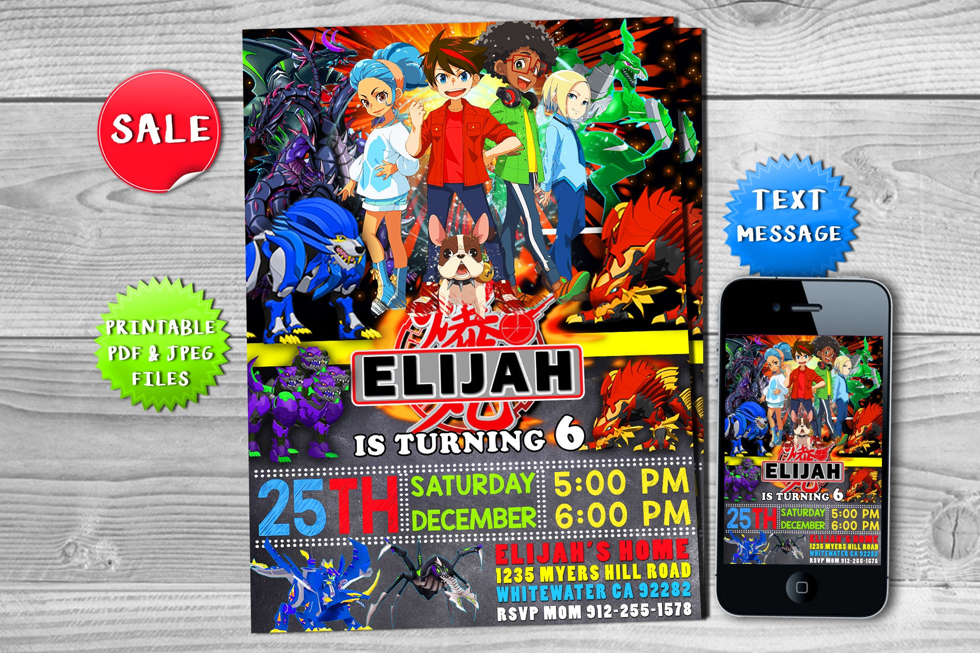 Bakugan Birthday Invitation Bakugan Invite Bakugan Party Etsy Canada