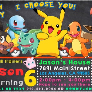 Invitation Anniversaire Pokemon Faire Parts Invitation De Etsy