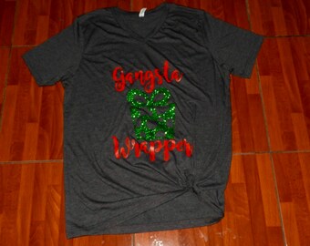 Gangsta wrapper Christmas shirt, Christmas shirt, women's Christmas shirt, Christmas gift, women's Christmas gift