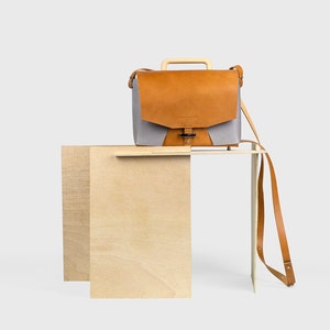 Leather bag // Leather handbag // Leather crossbody bag // Handbag -Camel-Gray . Shoulder bag.