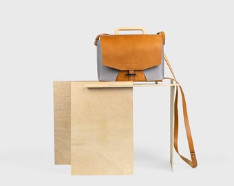 Leather bag // Leather handbag // Leather crossbody bag // Handbag -Camel-Gray . Shoulder bag.