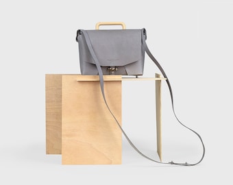 Leather bag // Leather handbag // Leather crossbody bag // Handbag -Camel-Grey . Shoulder bag.