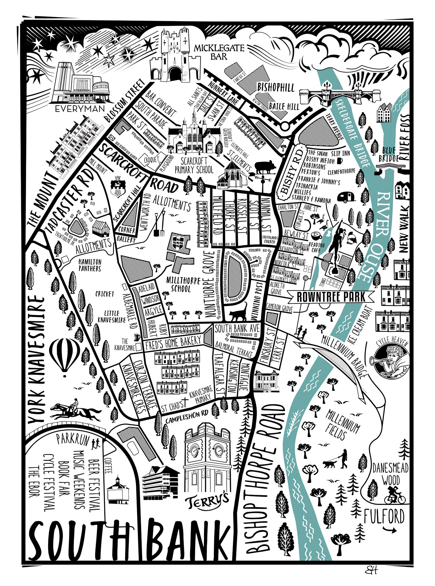Map Of South Bank Print Etsy UK Il G56a 