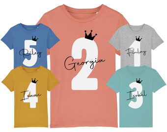 Kids Personalised Name & Age Birthday T-Shirt