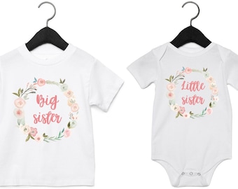 Middle Direct 23 Ltd Big Little Sister Gold /& Pink Glitter T-Shirts and Bodysuits T-Shirts /& Bodysuits