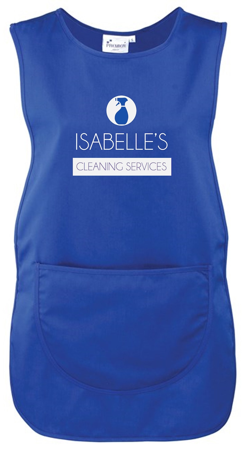 Ladies Personalised Name Cleaning Services Tabard Royal Blue