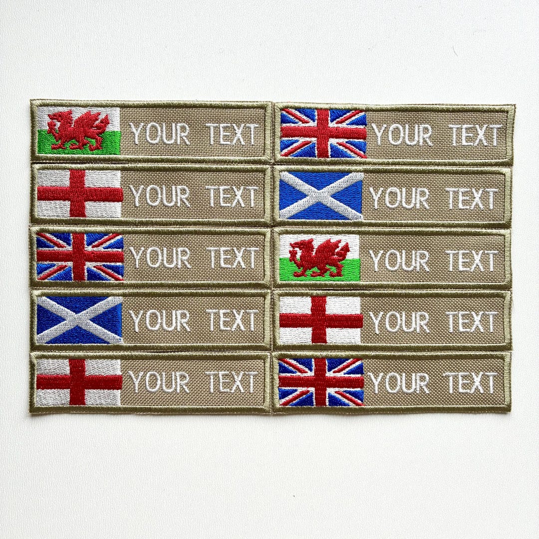 Personalised Embroidered Flag Patch Sew/iron/velcro Custom Text Badge ...
