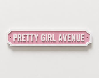 Pretty Girl Avenue Sign Girls Pink Bedroom Decor Door Decoration Plate Plaque