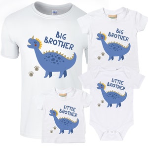 Blue Dinosaur Big and Little Brother T-Shirts and Bodysuits