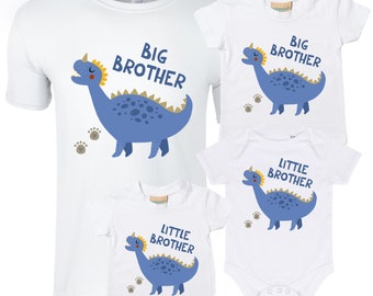 Blue Dinosaur Big and Little Brother T-Shirts and Bodysuits