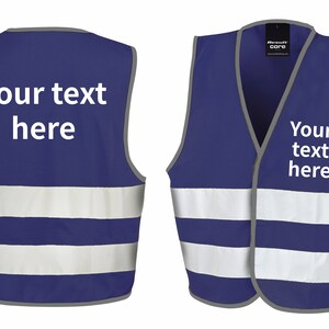 Children's Personalised Text Hi-Vis Waistcoat Reflective Safety Vest Navy