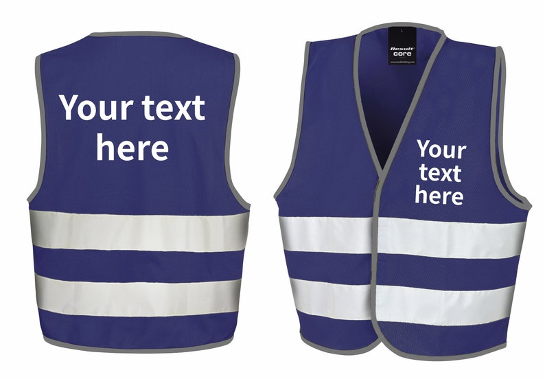 Children's Personalised Text Hi-Vis Waistcoat Reflective Safety Vest Navy