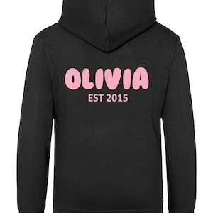 Personalised Bubble Font Name Hoodie (Kids & Adults Sizes) Custom Text Year Established Design immagine 5