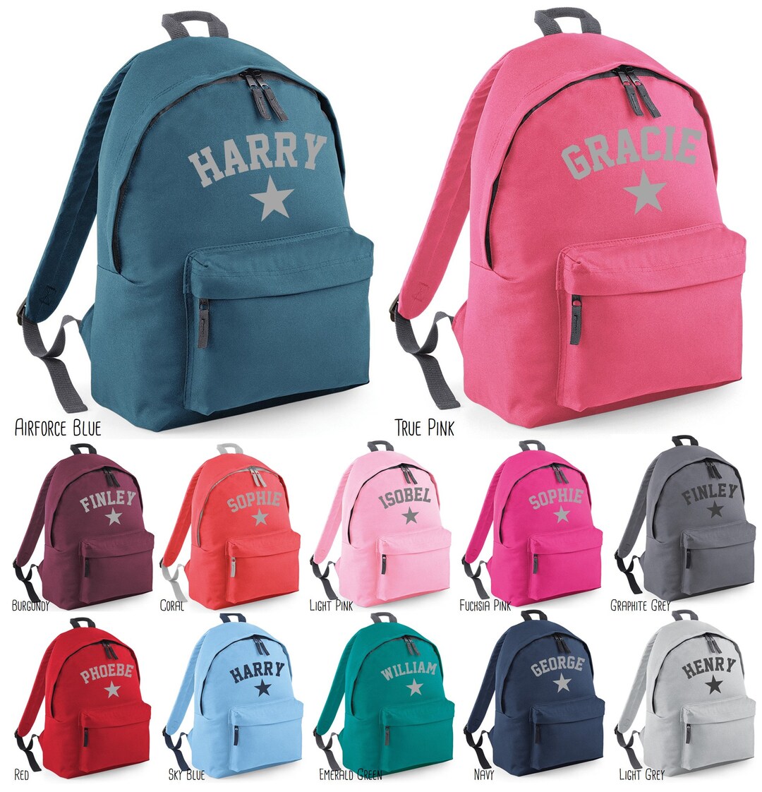 Personalisierter Varsity Star Name Rucksack - Etsy.de