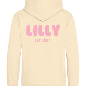 Personalised Bubble Font Name Hoodie (Kids & Adults Sizes) Custom Text Year Established Design immagine 8