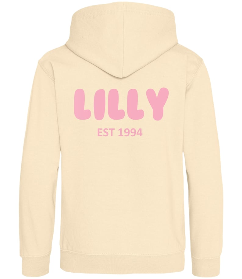 Personalised Bubble Font Name Hoodie (Kids & Adults Sizes) Custom Text Year Established Design immagine 8