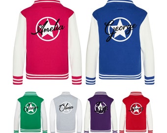 Kids Personalised Star Name Varsity Jacket