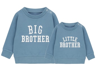 Embroidered Big & Little Brother Boys Sustainable Sweatshirts Blue Baby and Toddler Varsity Matching New Siblings