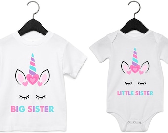 Big and Little Sister Unicorn T-Shirts and Bodysuits