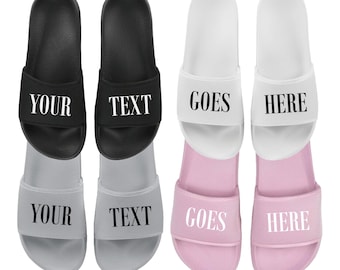 Personalised Sliders Custom Your Text Shoes Sandals Slippers Gift
