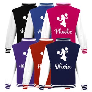 Kids Personalised Name Cheerleader Varsity Jacket Girls Custom Dance Squad Club