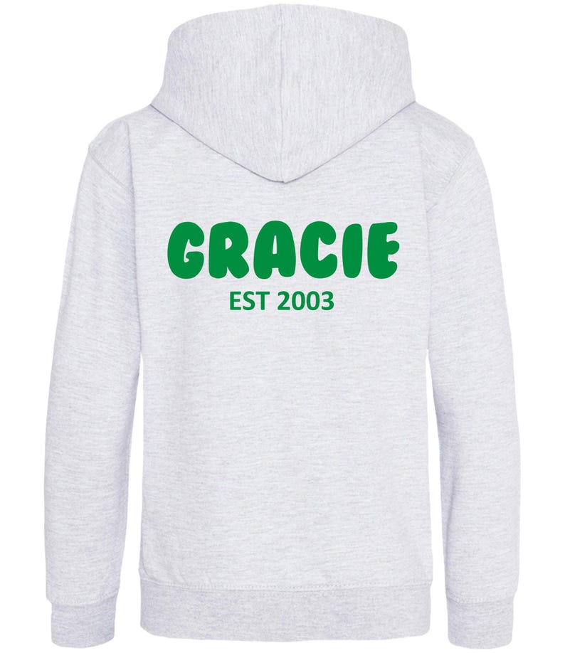 Personalised Bubble Font Name Hoodie (Kids & Adults Sizes) Custom Text Year Established Design immagine 6