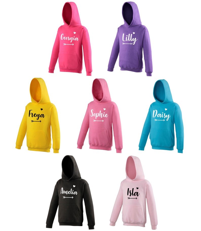 Girls Personalised Name Hoodie Etsy