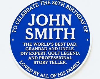 Personalised Blue Plaque - Fully Customised Heritage Style Wall Plate Sign Gift