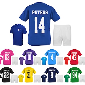 Kit de football personnalisé pour enfant maillot short nom numéro image 1