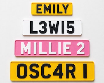 Personalised Number Plate Signs - Custom Text Mini Novelty License Registration