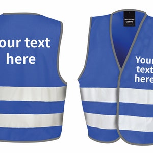 Children's Personalised Text Hi-Vis Waistcoat Reflective Safety Vest Royal Blue