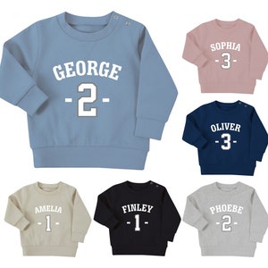 Personalised Name Age Baby & Toddler Sustainable Sweatshirt Birthday Year Outfit